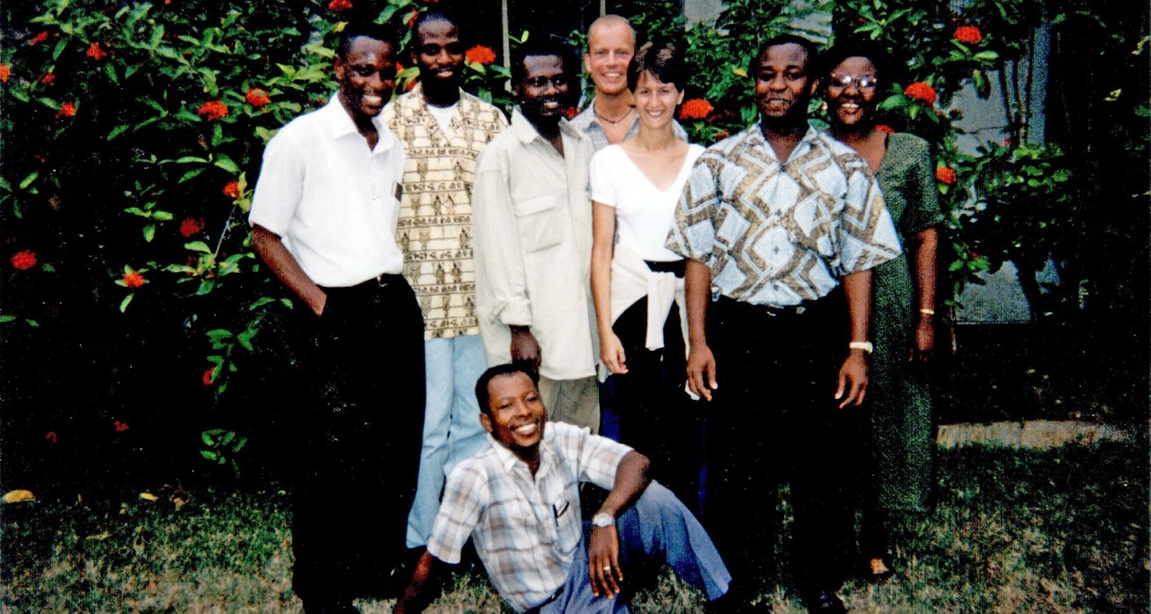 Group photo, ca. 1993: Mike Ofori (far left), Lars Hviid (centre)